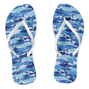 Blue Shark Pattern Flip Flops