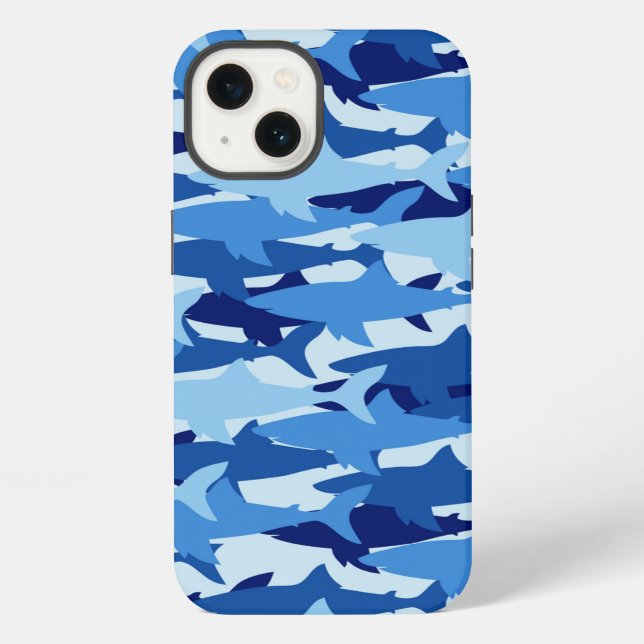 Blue Shark Pattern iPhone Case (Back)