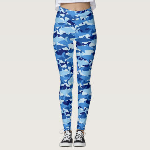 Blue Shark Pattern Leggings