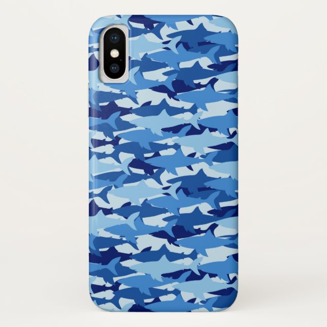 Blue Shark Pattern | Monogram 2 Case-Mate iPhone Case (Back)