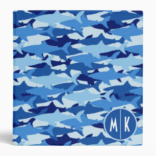 Blue Shark Pattern Monogram Binder