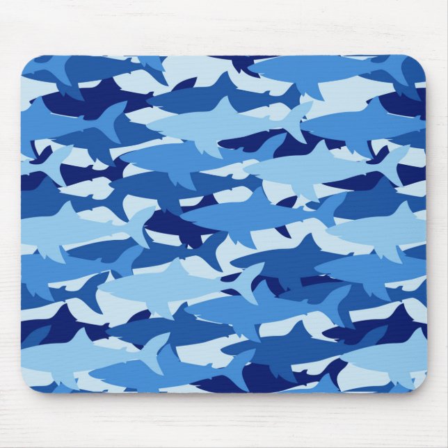 Blue Shark Pattern Mouse Pad (Front)