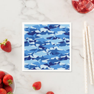 Blue Shark Pattern Napkin