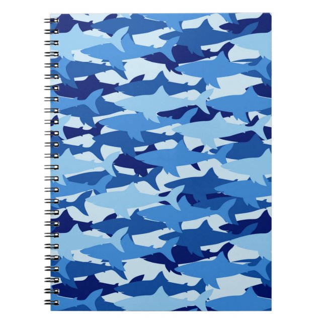 Blue Shark Pattern Notebook (Front)