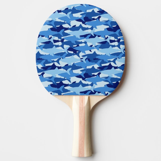Blue Shark Pattern Ping Pong Paddle (Front)