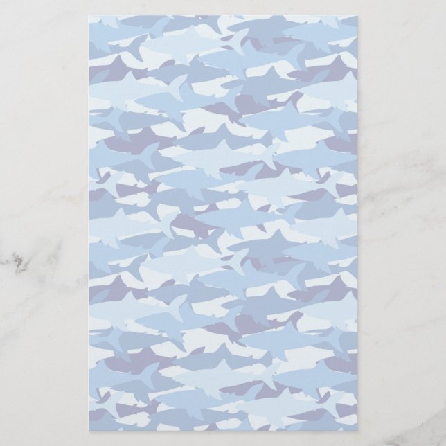Blue Shark Pattern Stationery (Front)