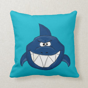 Blue shark throw pillow