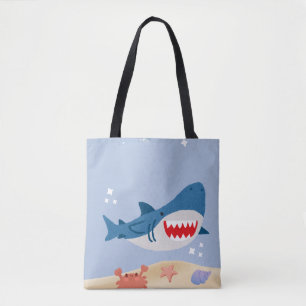 Blue shark tote bag