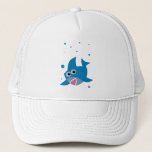 Blue shark trucker hat
