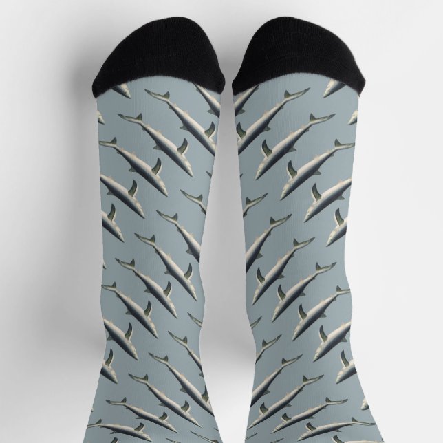 Blue Shark, Vintage Aquatic Ocean Marine Life Socks (Top)