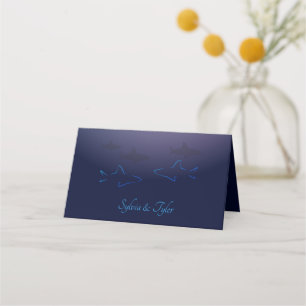 Blue Shark Wedding Folded Place Card