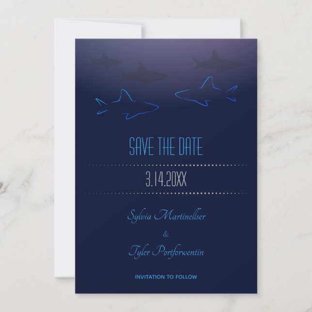 Blue Shark Wedding | Save The Date Card (Front)