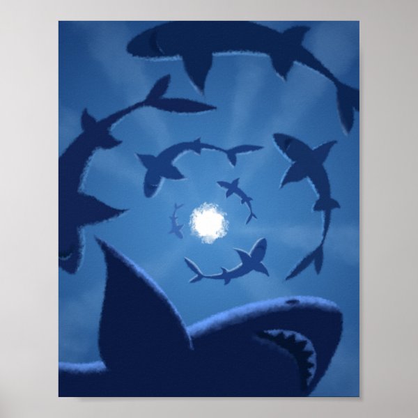 Blue Shark White Moon Undersea