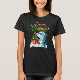 Blue Shark Xmas Decorations Santa Blue Shark Chri T-Shirt