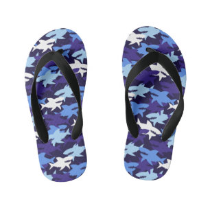 Blue Sharks Camouflage Pattern Kid's Flip Flops