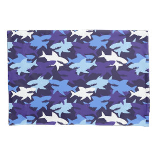 Blue Sharks Camouflage Pattern Pillowcase