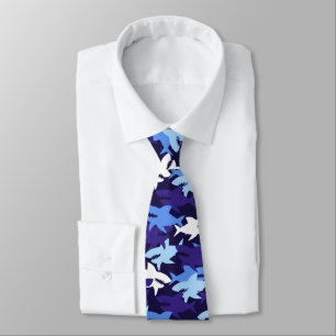 Blue Sharks Camouflage Pattern Tie