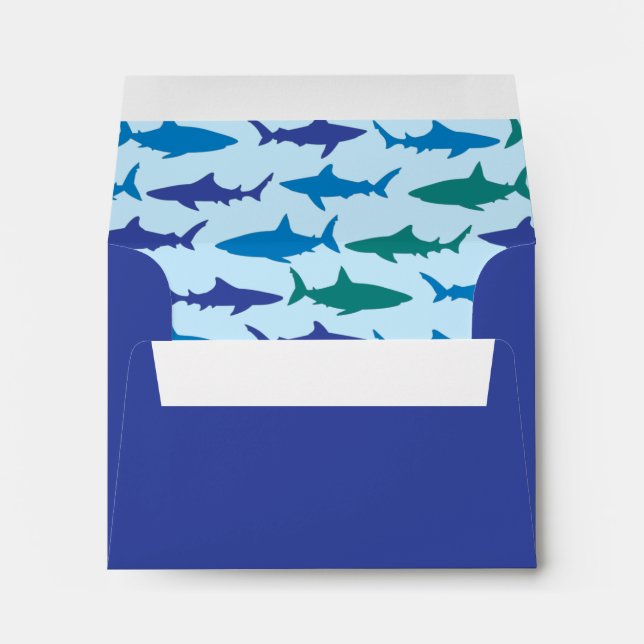 Blue Sharks Cute Kid's Envelope (Back (Bottom))