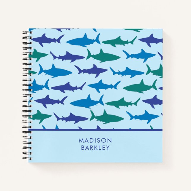 Blue Sharks Cute Kid's Notebook (Front)