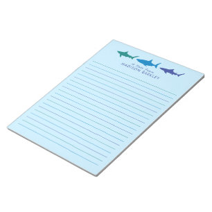 Blue Sharks Cute Kid's Stationary Notepad