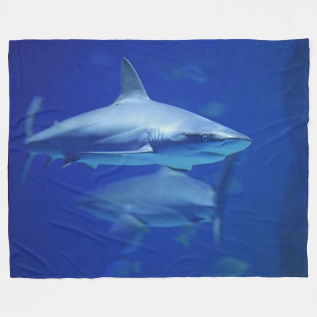 BLUE SHARKS FLEECE BLANKET (Front (Horizontal))