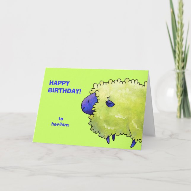 Blue Sheep Greeting Card(customizable) Card (Front)