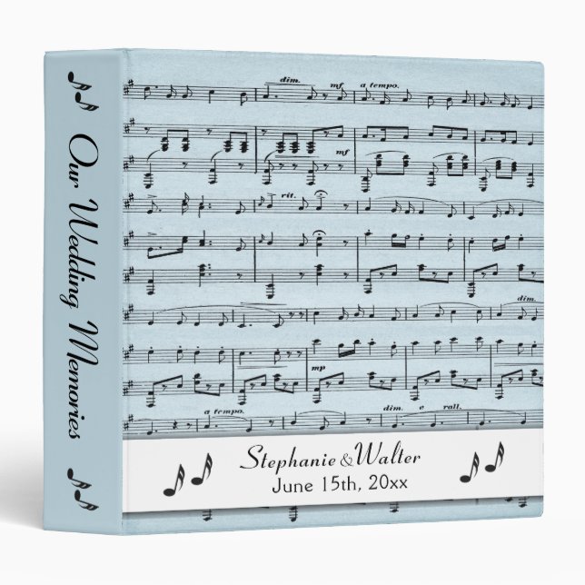 Blue Sheet Music Wedding Book Binder (Front/Spine)