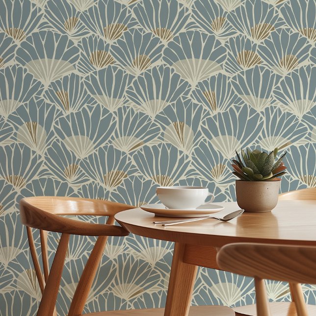 Blue Shell Blockprint Peel & Stick Wallpaper (Creator Uploaded)