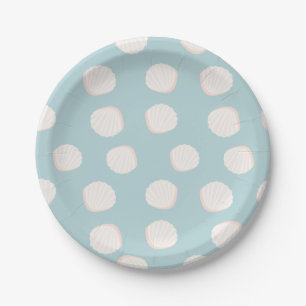 Blue Shell Pattern Paper Plate