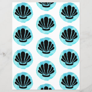 Blue Shell Pattern Scrapbook Paper