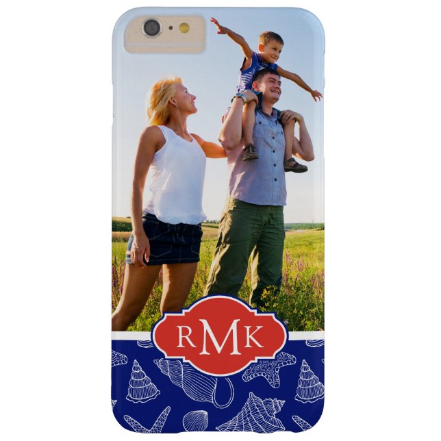 Blue Shell Pattern | Your Photo & Monogram Case-Mate iPhone Case (Back)