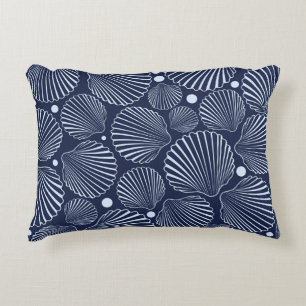 Blue shells, summer sea pattern. accent pillow