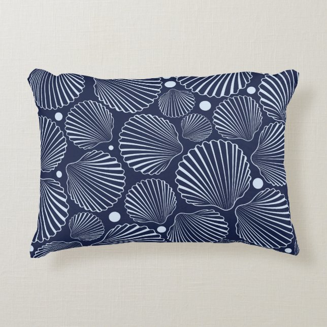 Blue shells, summer sea pattern. accent pillow (Front)
