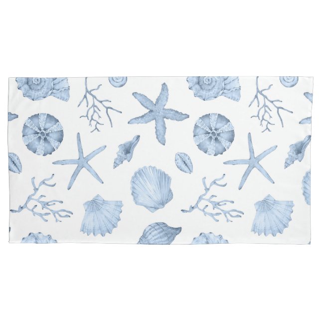 Blue Shells Watercolor Pillowcase (Front)