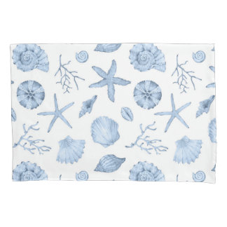 Blue Shells Watercolor Pillowcase