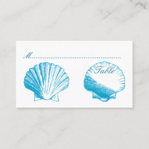 Blue Shells Wedding Reception Seating Cards