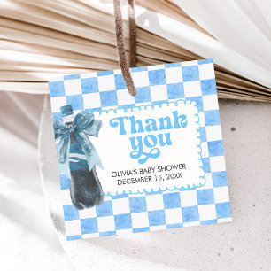 Blue She's Ready to Pop Baby Shower Favour Tags