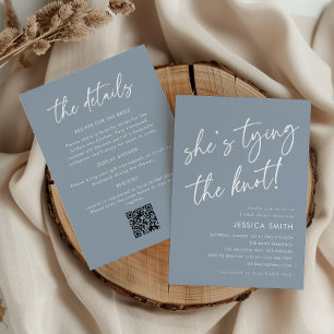 Blue She's Tying the Knot All-in-One Bridal Shower Invitation