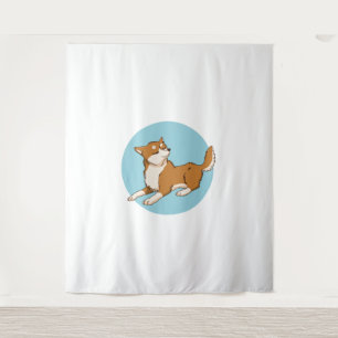 Blue shiba design. tapestry