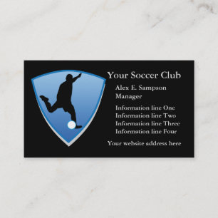 Blue Shield Soccer Player Business Template Card
