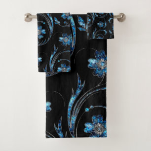 Blue Shimmer Floral 2  Bath Towel Set