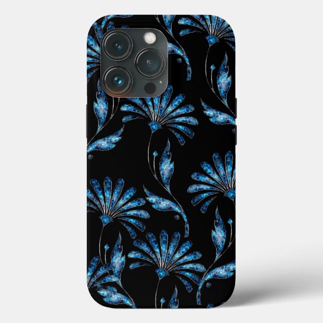 Blue Shimmer Floral  Case-Mate iPhone Case (Back)
