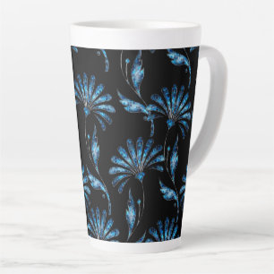 Blue Shimmer Floral Latte Mug