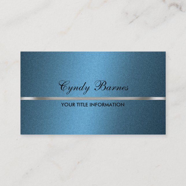 Blue Shimmer with Silver Business Card (Front)