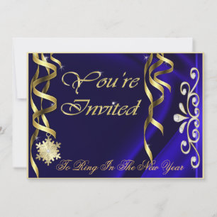 Blue Shimmering Soiree New Years Eve Invitation