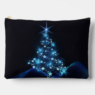 Blue Shine of Stars on Christmas Tree Dark Accessory Pouch
