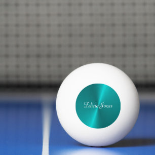 Blue shiny faux metal monogram ping pong ball