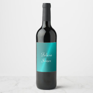 Blue shiny faux metal monogram wine label