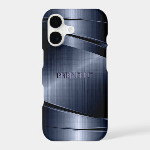 Blue Shiny Metallic Brushed Aluminum Look