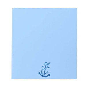 Blue Ship's Anchor Nautical Marine Themed Notepad